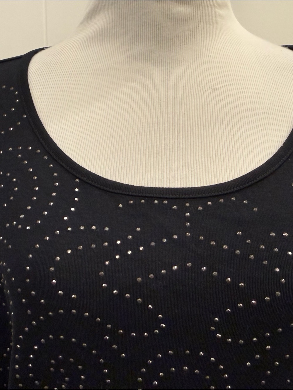 Chico's Black Stud-Accent Scoop Neck Tank